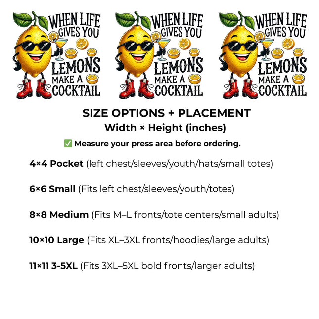 When Life Gives You Lemons Heat Transfers 3-Pack, Ready to Press, Vibrant Long-Lasting Prints (Iron-On Transfers Only)