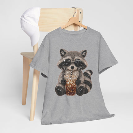Cute Raccoon Holding Coffee T-Shirt — Cozy Animal Lover Tee