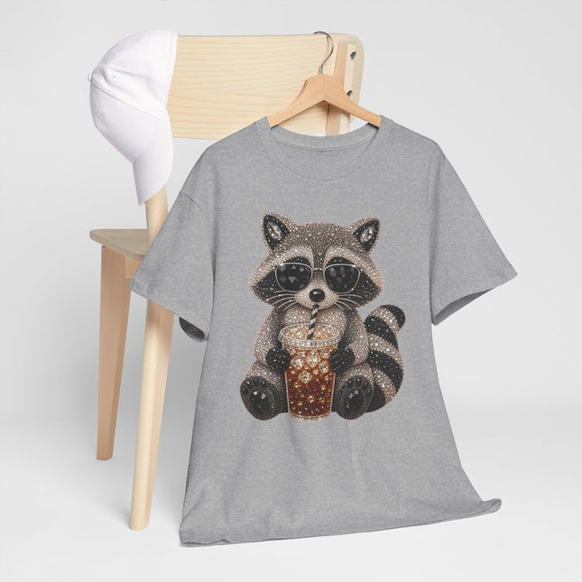 Cute Raccoon Holding Coffee T-Shirt — Cozy Animal Lover Tee