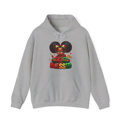 Blessed Afro Girl Hoodie — Cute Rasta-Inspired 'Blessed' Pullover for Black Girls & Teens