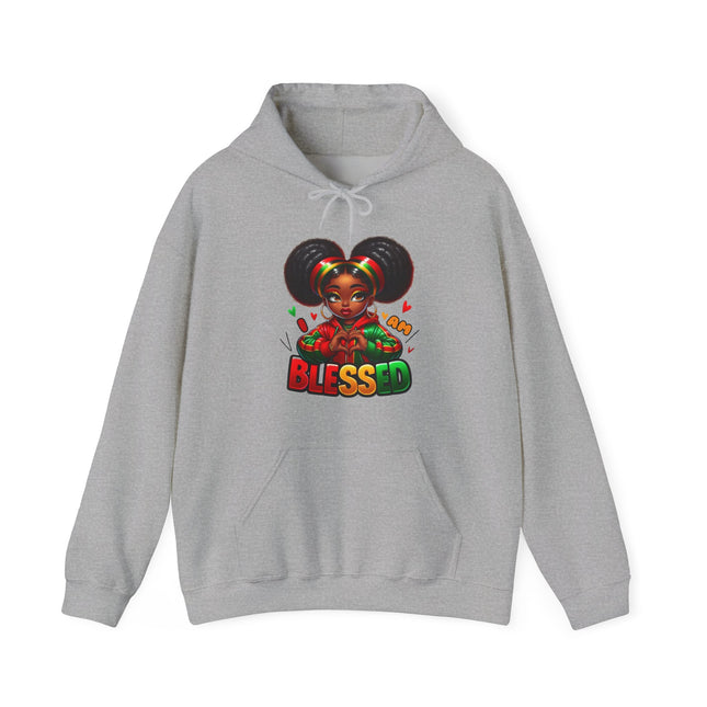 Blessed Afro Girl Hoodie — Cute Rasta-Inspired 'Blessed' Pullover for Black Girls & Teens