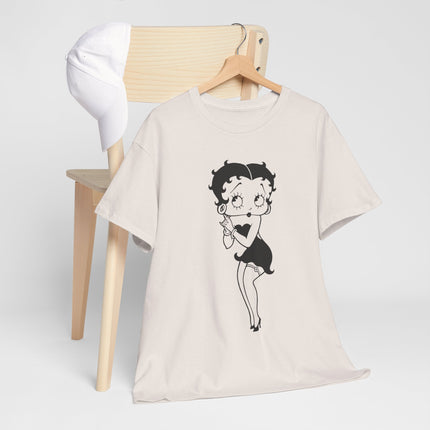 Retro Cartoon Character Graphic Tee - Classic Pin-Up Silhouette