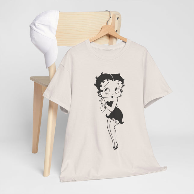 Retro Cartoon Character Graphic Tee - Classic Pin-Up Silhouette