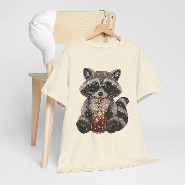 Cute Raccoon Holding Coffee T-Shirt — Cozy Animal Lover Tee
