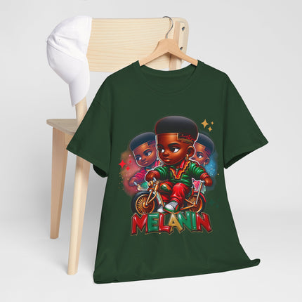 Melanin Kids Bike Graphic Tee — Retro Urban Proud Black Culture T‑Shirt