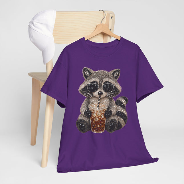 Cute Raccoon Holding Coffee T-Shirt — Cozy Animal Lover Tee