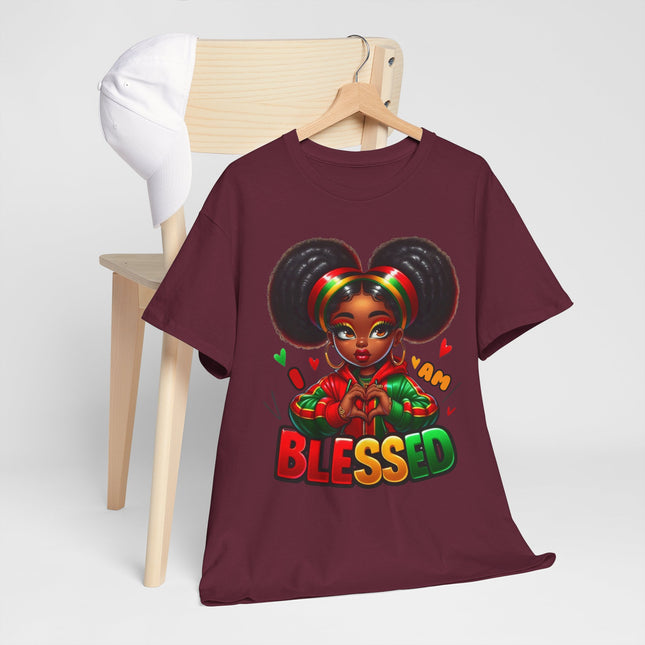 Blessed Girl Graphic Tee — Afro Puffs Rasta Colors