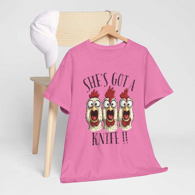 She's Got a Knife T-Shirt — Funny Chicken Graphic Tee