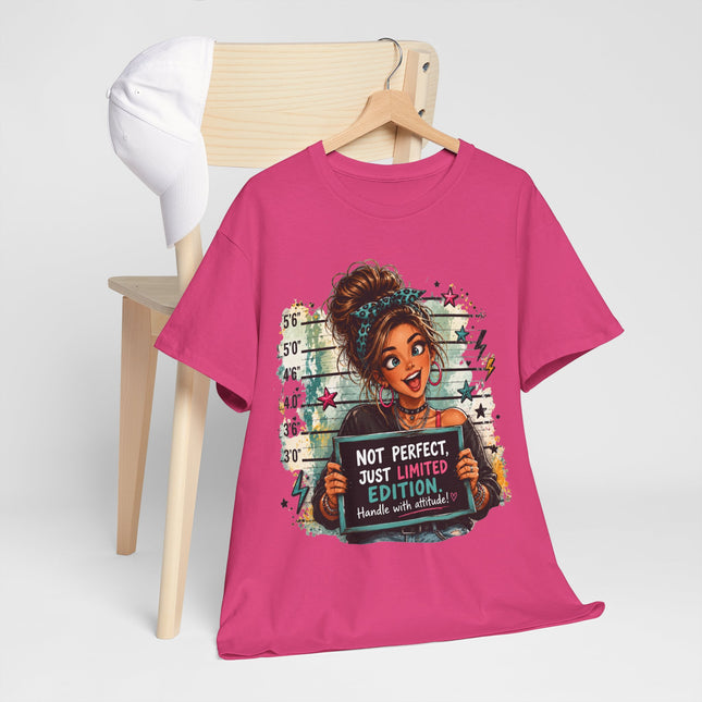 Limited Edition Graphic T-Shirt — “Not Perfect, Just Limited Edition” Mugshot Girl Tee