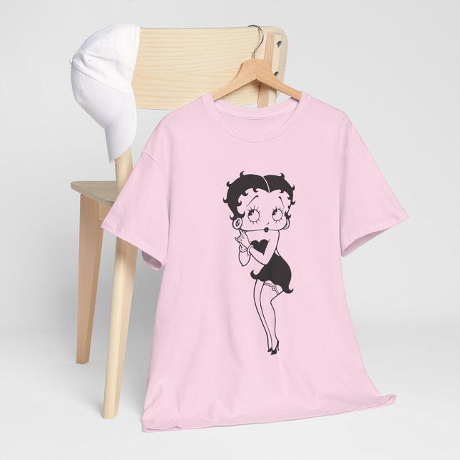 Retro Cartoon Character Graphic Tee - Classic Pin-Up Silhouette