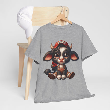 Cute Sitting Cow Tee – Adorable Cartoon Calf Graphic T-Shirt