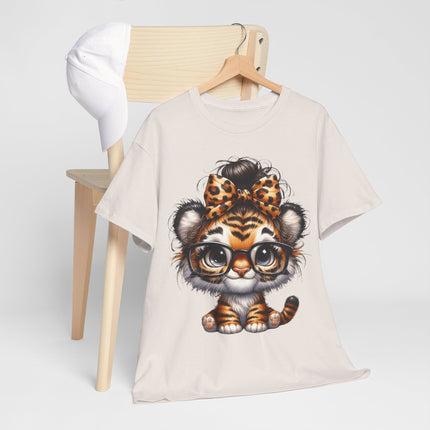 Cute Baby Tiger Tee — Adorable Glasses & Bow Graphic Shirt