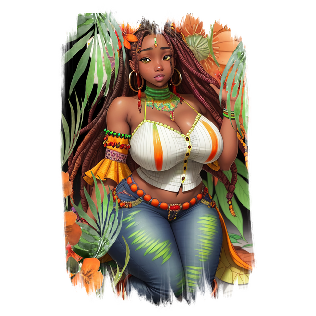 Island Girl with Locs #6 – Eco Solvent Heat Transfers & Ready to Press Eco Solvent Transfers Style Junction – Custom Digital Designs & Apparel
