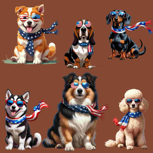 15 Patriotic Dog PNG Bundle – High-Res Sublimation Clipart Digital File Style Junction – Custom Digital Designs & Apparel