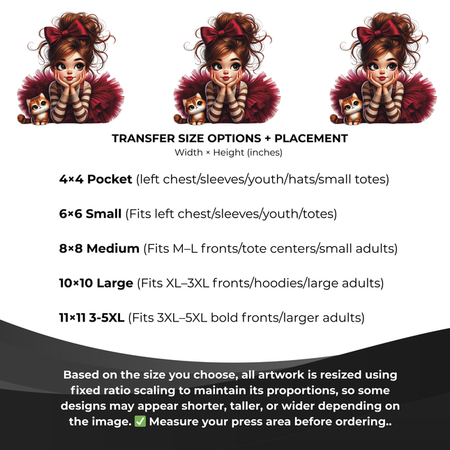 Scarlet Daydream Darling 3 Eco-Solvent Iron-On Heat Transfers + 3 Sublimation Iron-On Heat Transfers, Ready to Press. Bonus: 4 Matching 2-Inch Stickers