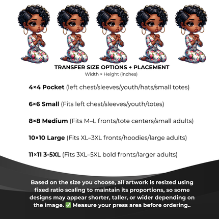 Prayer Blossom Cutie  6-Pack Crafter’s & DIY Bundle – 3 Eco-Solvent + 3 Sublimation Ready-to-Press Iron-On Heat Transfers for T-Shirts, Tote Bags & More, + Bonus 4 Matching 2-Inch Stickers