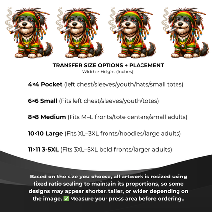 Irie Yorkie Pup 6-Pack Crafter’s & DIY Bundle – 3 Eco-Solvent + 3 Sublimation Ready-to-Press Iron-On Heat Transfers for T-Shirts, Tote Bags & More, + Bonus 4 Matching 2-Inch Stickers