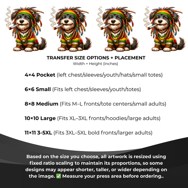 Irie Yorkie Pup 6-Pack Crafter’s & DIY Bundle – 3 Eco-Solvent + 3 Sublimation Ready-to-Press Iron-On Heat Transfers for T-Shirts, Tote Bags & More, + Bonus 4 Matching 2-Inch Stickers