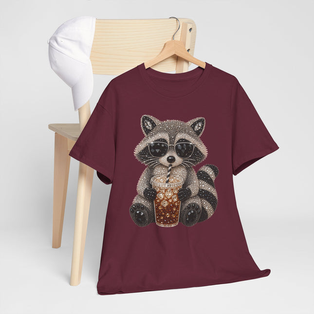 Cute Raccoon Holding Coffee T-Shirt — Cozy Animal Lover Tee