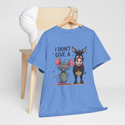 T-Shirt — “I Don’t Give A…” Funny Donkey & Mouse Graphic Tee