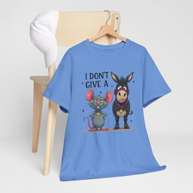 T-Shirt — “I Don’t Give A…” Funny Donkey & Mouse Graphic Tee