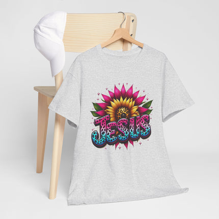 Jesus Floral Sunflower T-Shirt — Colorful Faith Graphic Tee