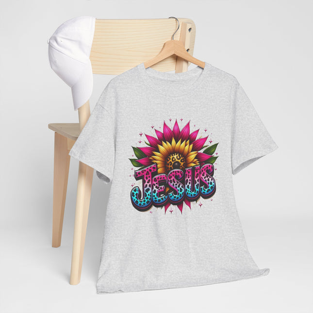 Jesus Floral Sunflower T-Shirt — Colorful Faith Graphic Tee