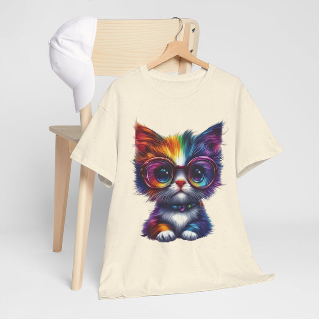 Colorful Glasses Kitten T-Shirt — Cute Rainbow Cat Graphic Tee