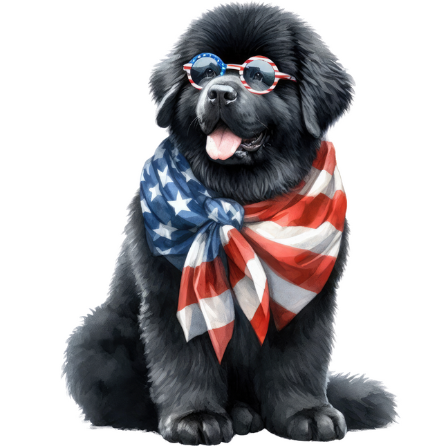 USA Flag Newfoundland Pup – DTF Heat Transfer DTF Transfers Style Junction – Custom Digital Designs & Apparel