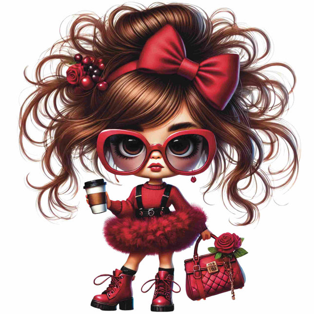 Red Bow Glam Fashion Girl – DTF Heat Transfers #7 DTF Transfers Style Junction – Custom Digital Designs & Apparel