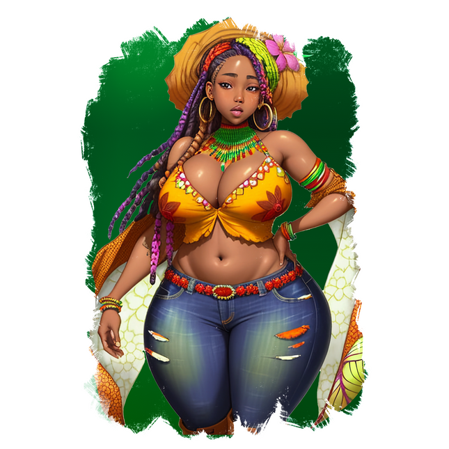 Island Girl with Locs #7 – Eco Solvent Heat Transfers & Ready to Press. Eco Solvent Transfers Style Junction – Custom Digital Designs & Apparel