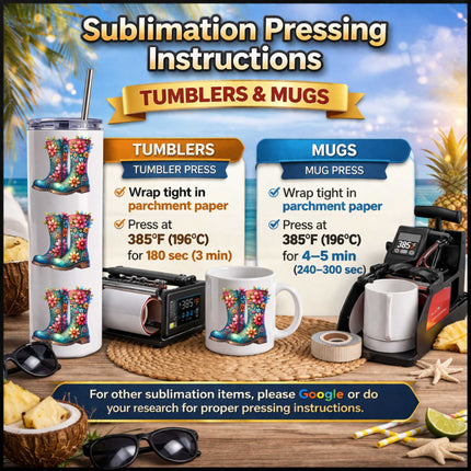 Bloomimg Boots 9-Piece Bundle for Crafters & DIY – 3 Eco-Solvent + 3 Sublimation Transfers (Ready to Press) + 3 Matching 2” Stickers