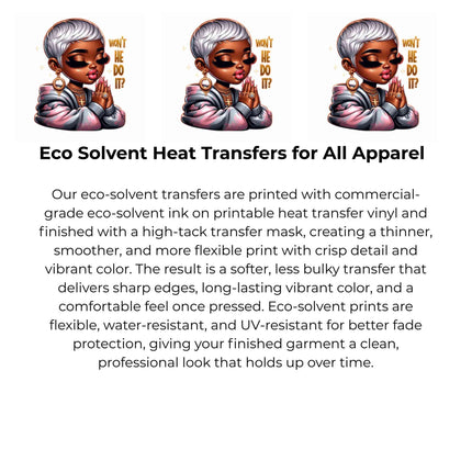 Won't He Do It? Heat Transfers 3-Pack, Ready to Press, Vibrant Long-Lasting Prints (Iron-On Transfers Only)