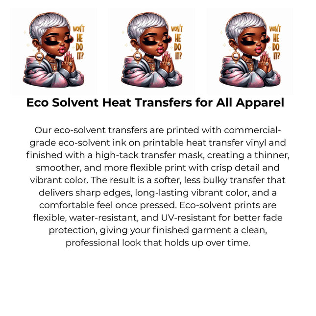 Won't He Do It? Heat Transfers 3-Pack, Ready to Press, Vibrant Long-Lasting Prints (Iron-On Transfers Only)