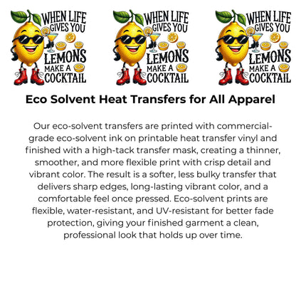 When Life Gives You Lemons Heat Transfers 3-Pack, Ready to Press, Vibrant Long-Lasting Prints (Iron-On Transfers Only)