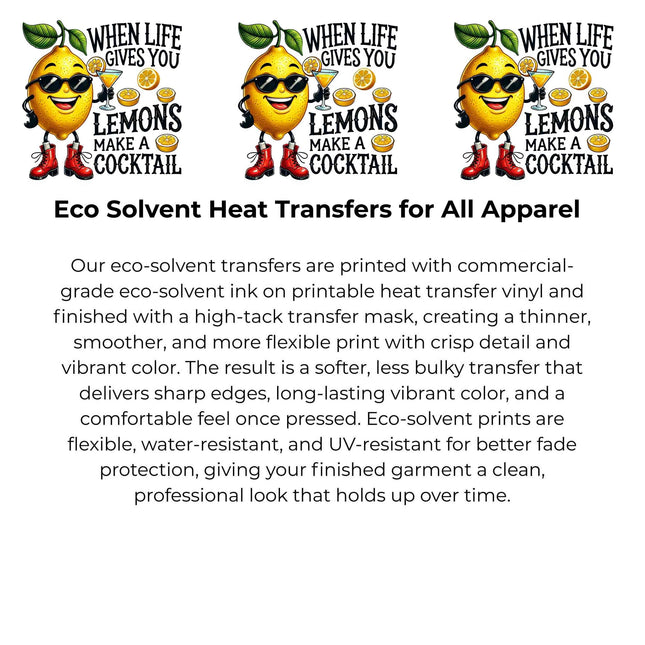 When Life Gives You Lemons Heat Transfers 3-Pack, Ready to Press, Vibrant Long-Lasting Prints (Iron-On Transfers Only)