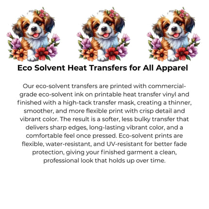 Blossom Pup Joy Heat Transfers 3-Pack, Ready to Press, Vibrant Long-Lasting Prints (Iron-On Transfers Only)