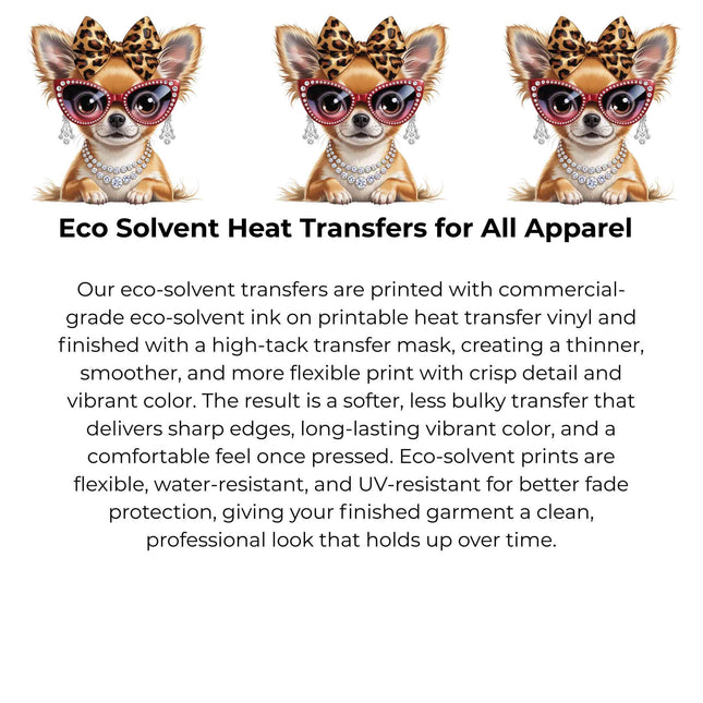 Leopard Luxe Chihuahua Heat Transfers 3-Pack, Ready to Press, Vibrant Long-Lasting Prints  (Iron-On Transfers Only)