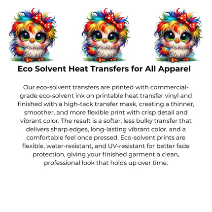 Rainbow Puff Chick Heat Transfers 3-Pack, Ready to Press, Vibrant Long-Lasting Prints (Iron-On Transfers Only)