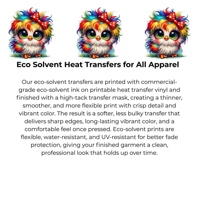 Rainbow Puff Chick Heat Transfers 3-Pack, Ready to Press, Vibrant Long-Lasting Prints (Iron-On Transfers Only)