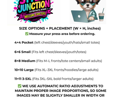 Teal Boss Pup Laptop Clipart 2 Pack Eco Solvent Heat Transfers - Ready to Press For All Garments-Transfers Only