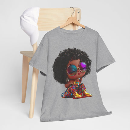 Afro Kiddo Graphic Tee — Cool Afro Girl with Sunglasses