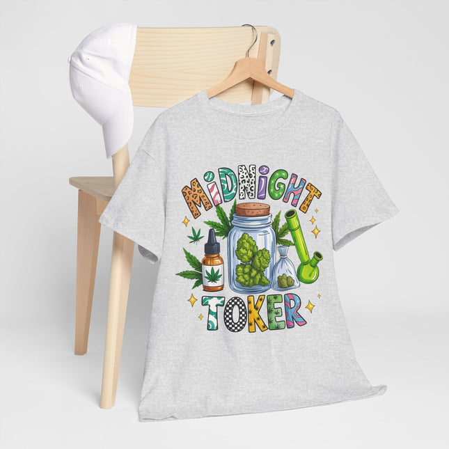 Midnight Toker T-Shirt — Cannabis Graphic Tee for Smokers