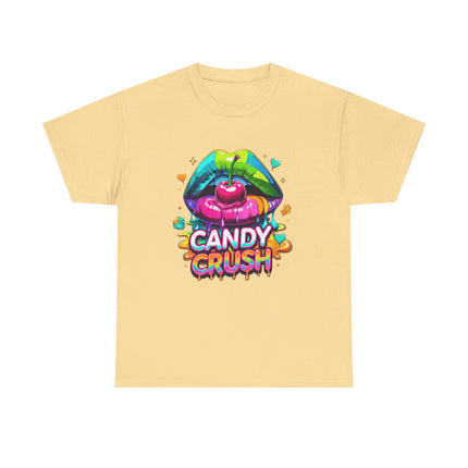 T-Shirt — Candy Crush Colorful Lip & Cherry Graphic Tee