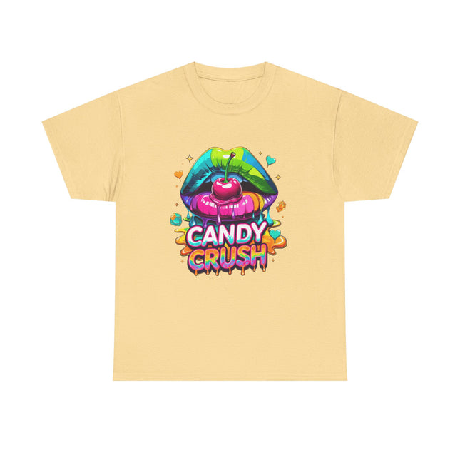 T-Shirt — Candy Crush Colorful Lip & Cherry Graphic Tee