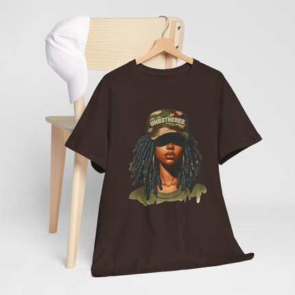 T-Shirt — Camouflage 'Unbothered' Dreadlock Portrait Tee