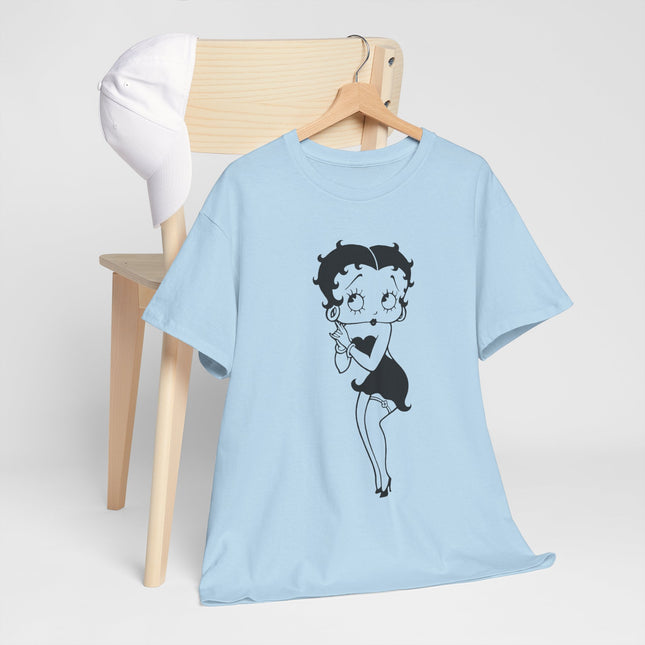 Retro Cartoon Character Graphic Tee - Classic Pin-Up Silhouette
