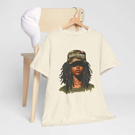 T-Shirt — Camouflage 'Unbothered' Dreadlock Portrait Tee