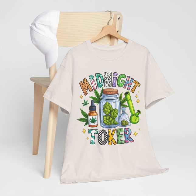 Midnight Toker T-Shirt — Cannabis Graphic Tee for Smokers