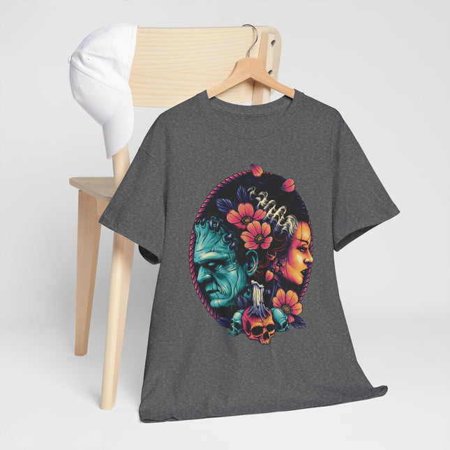 T-Shirt — Dual Faces Floral Skull Design (Day of the Dead Inspired)